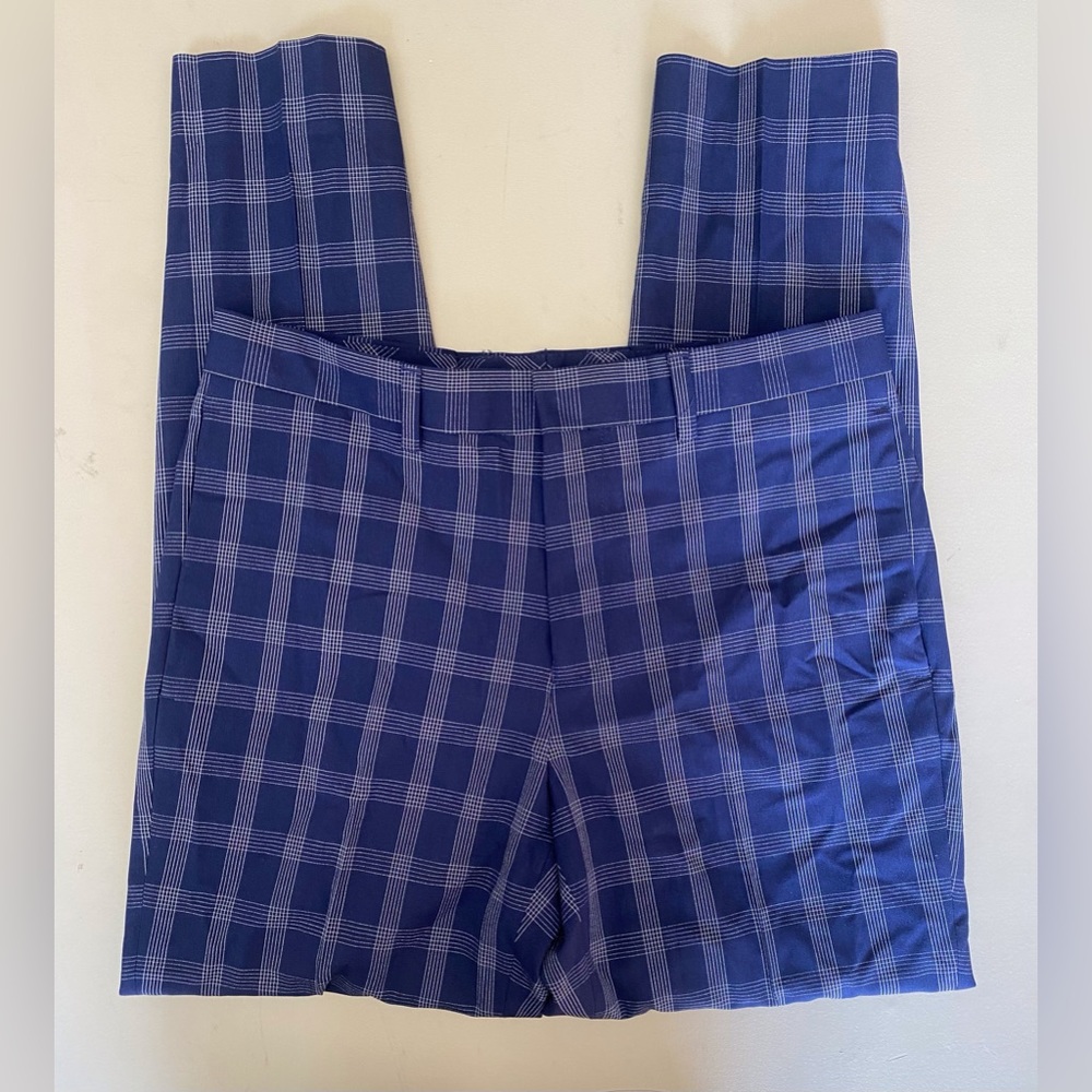 Topman Blue Plaid Slim Fit Trouser - Picture 2 of 4